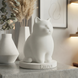 Custom Cat Urn for Domestic Shorthair | 3D Printed Personalized Pet Memorial | Cat Ashes Keepsake | Custom Name Figurine