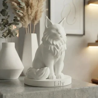Maine Coon Cat Urn — Extra-Fine 3D Printed Memorial for Ashes | Free Name Engraving