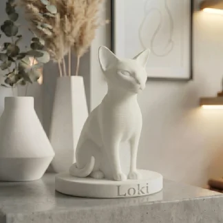 Siamese Cat Urn — Extra-Fine 3D Printed Memorial for Ashes | Free Name Engraving