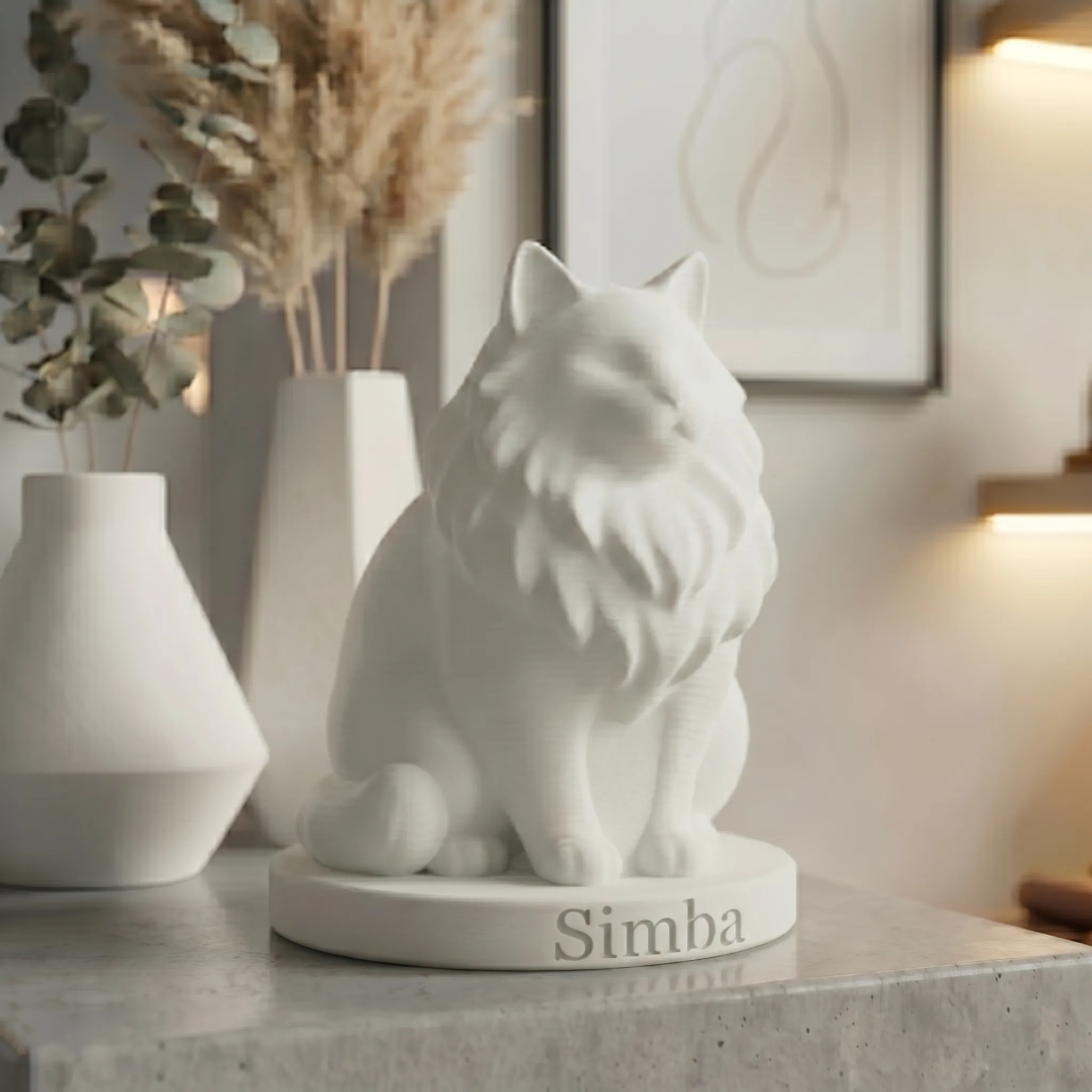 Norwegian Forest Cat Urn — Extra-Fine 3D Printed Memorial for Ashes | Free Name Engraving