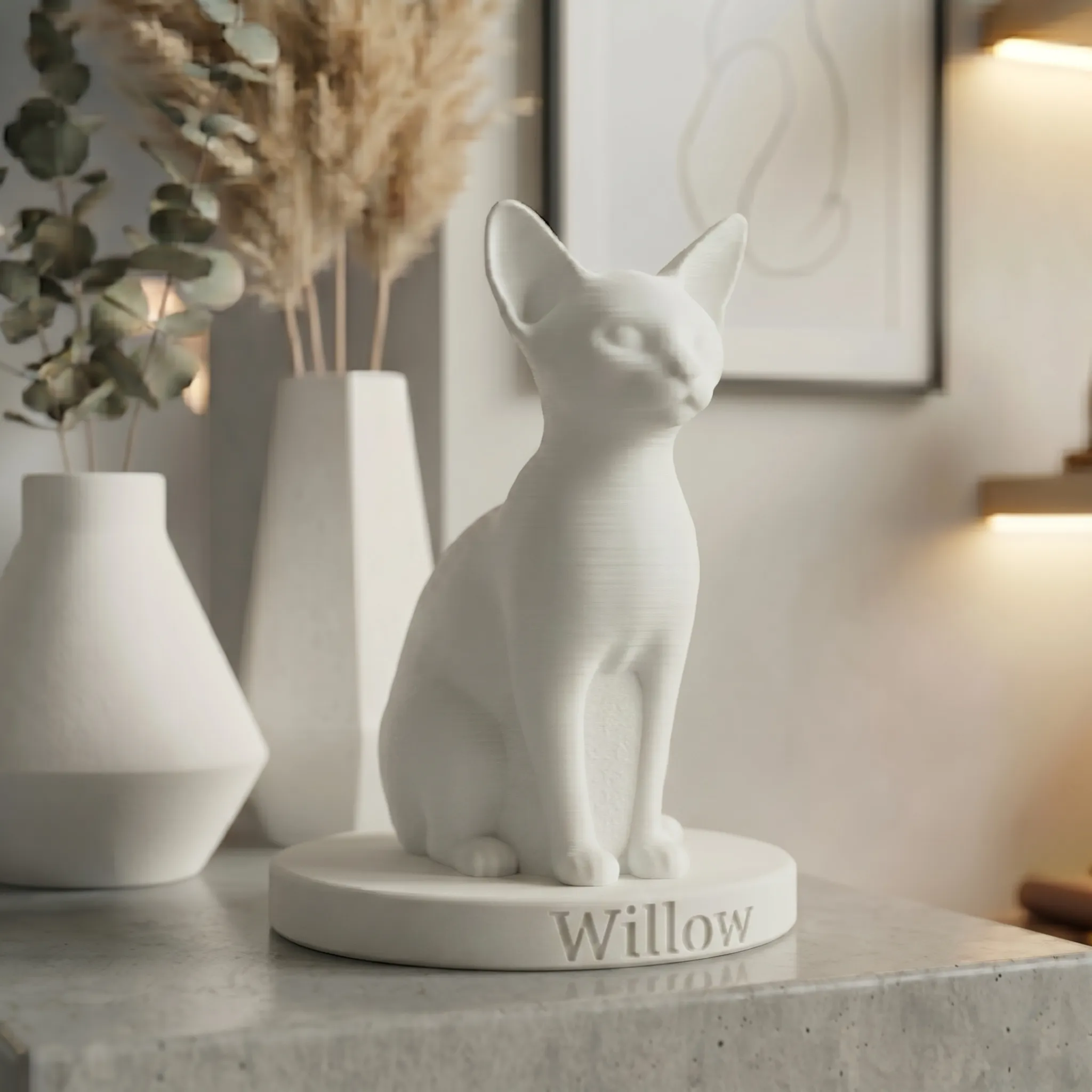 Abyssinian Cat Urn — Extra-Fine 3D Printed Memorial for Ashes | Free Name Engraving