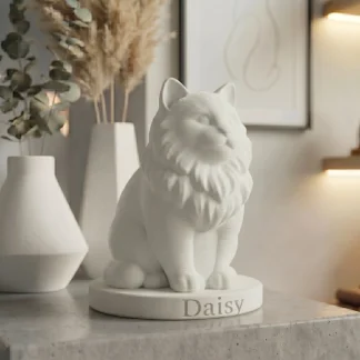Siberian Cat Urn — Extra-Fine 3D Printed Memorial for Ashes | Free Name Engraving