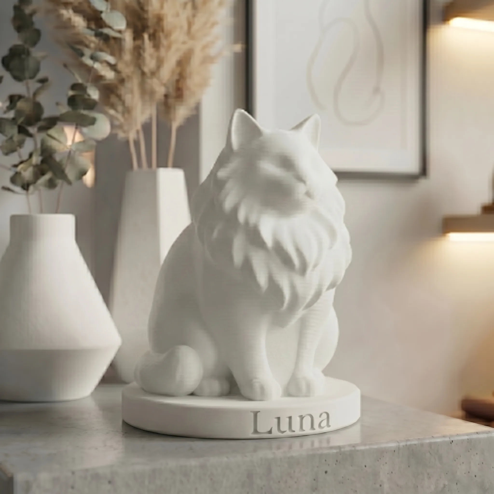 Norwegian Forest Cat Urn — Extra-Fine 3D Printed Memorial for Ashes | Free Name Engraving - Image 10
