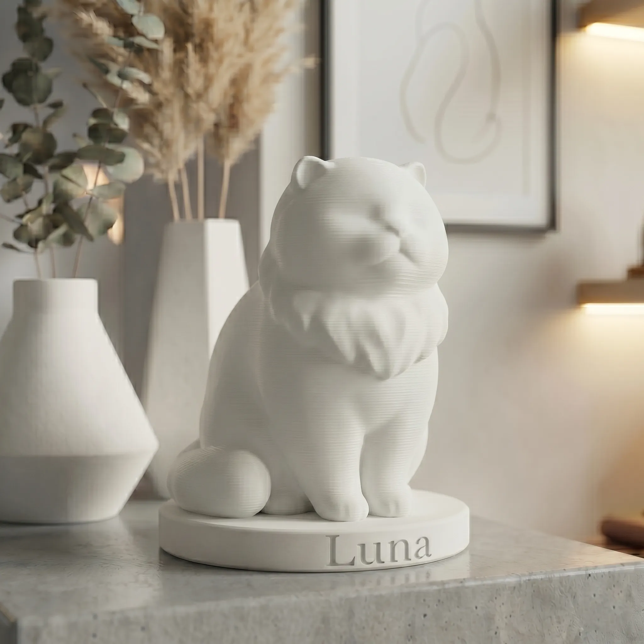 Persian Cat Urn — Extra-Fine 3D Printed Memorial for Ashes | Free Name Engraving - Image 9
