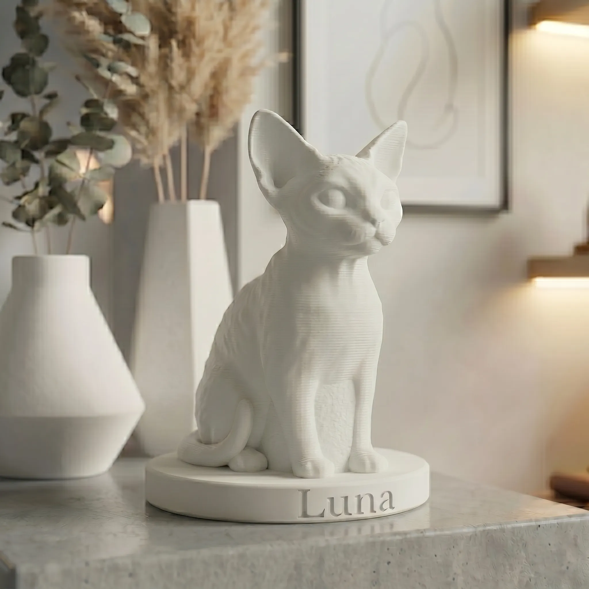 Devon Rex Cat Urn — Extra-Fine 3D Printed Memorial for Ashes | Free Name Engraving - Image 8