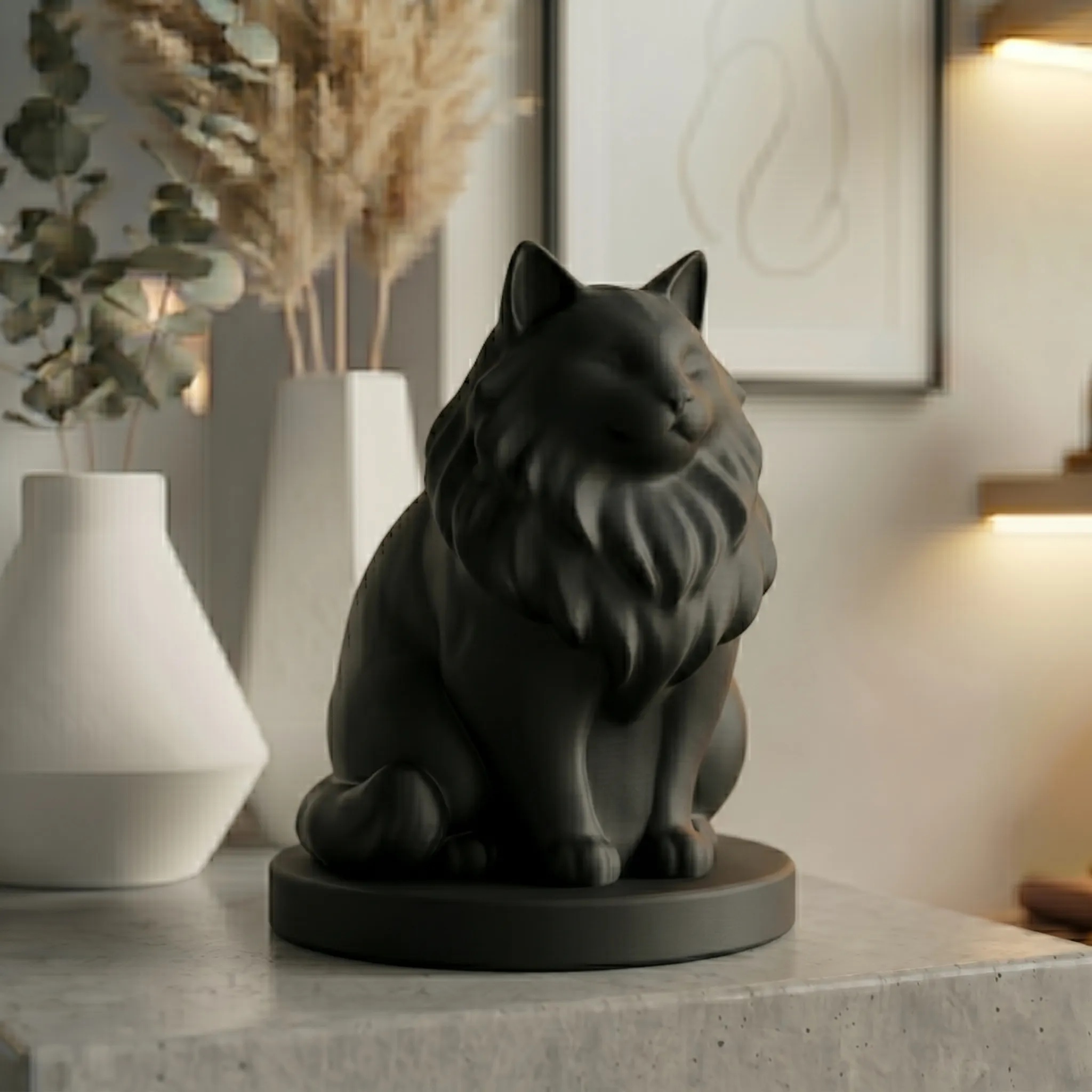 Norwegian Forest Cat Urn — Extra-Fine 3D Printed Memorial for Ashes | Free Name Engraving - Image 8