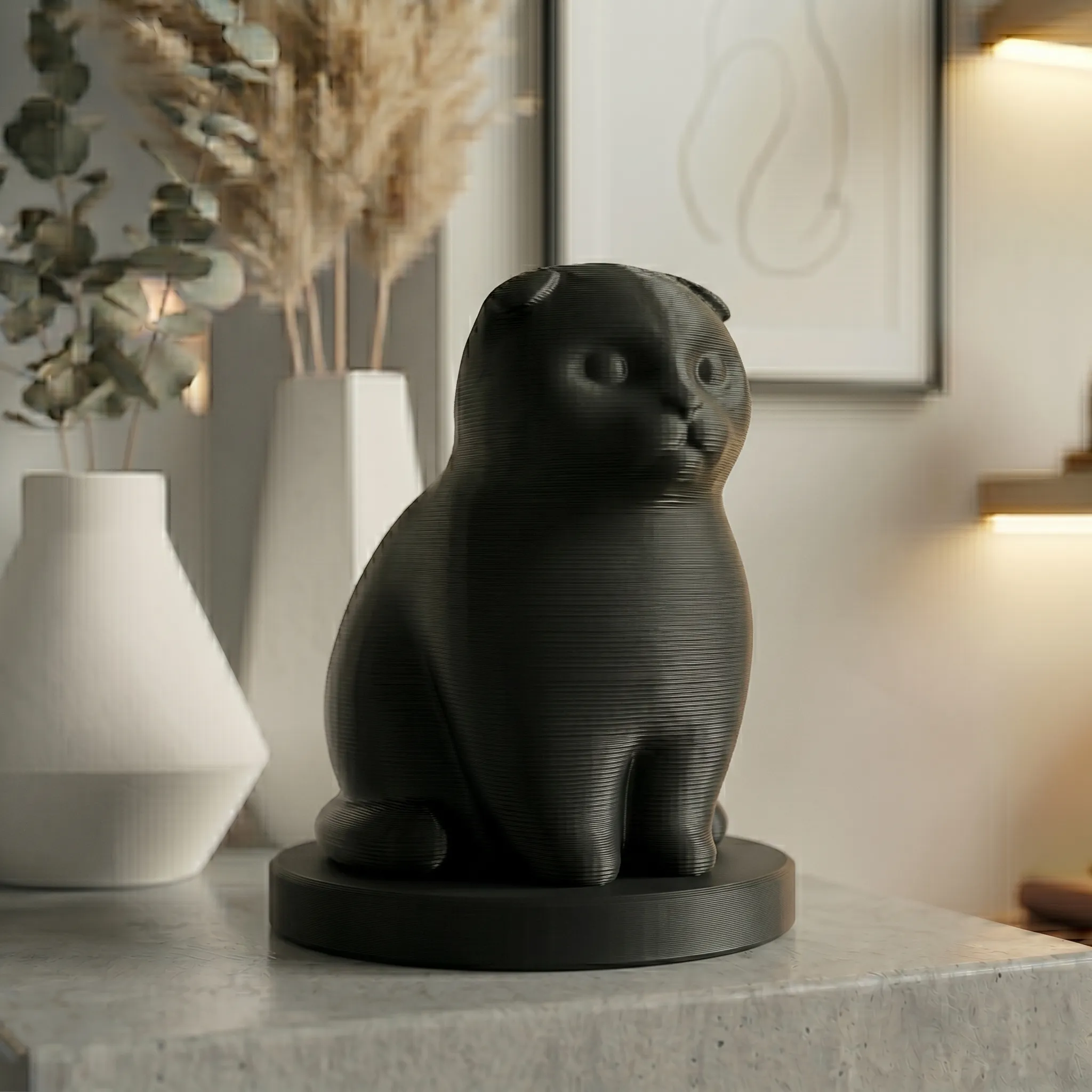 Scottish Fold Cat Urn — Extra-Fine 3D Printed Memorial for Ashes | Free Name Engraving - Image 9