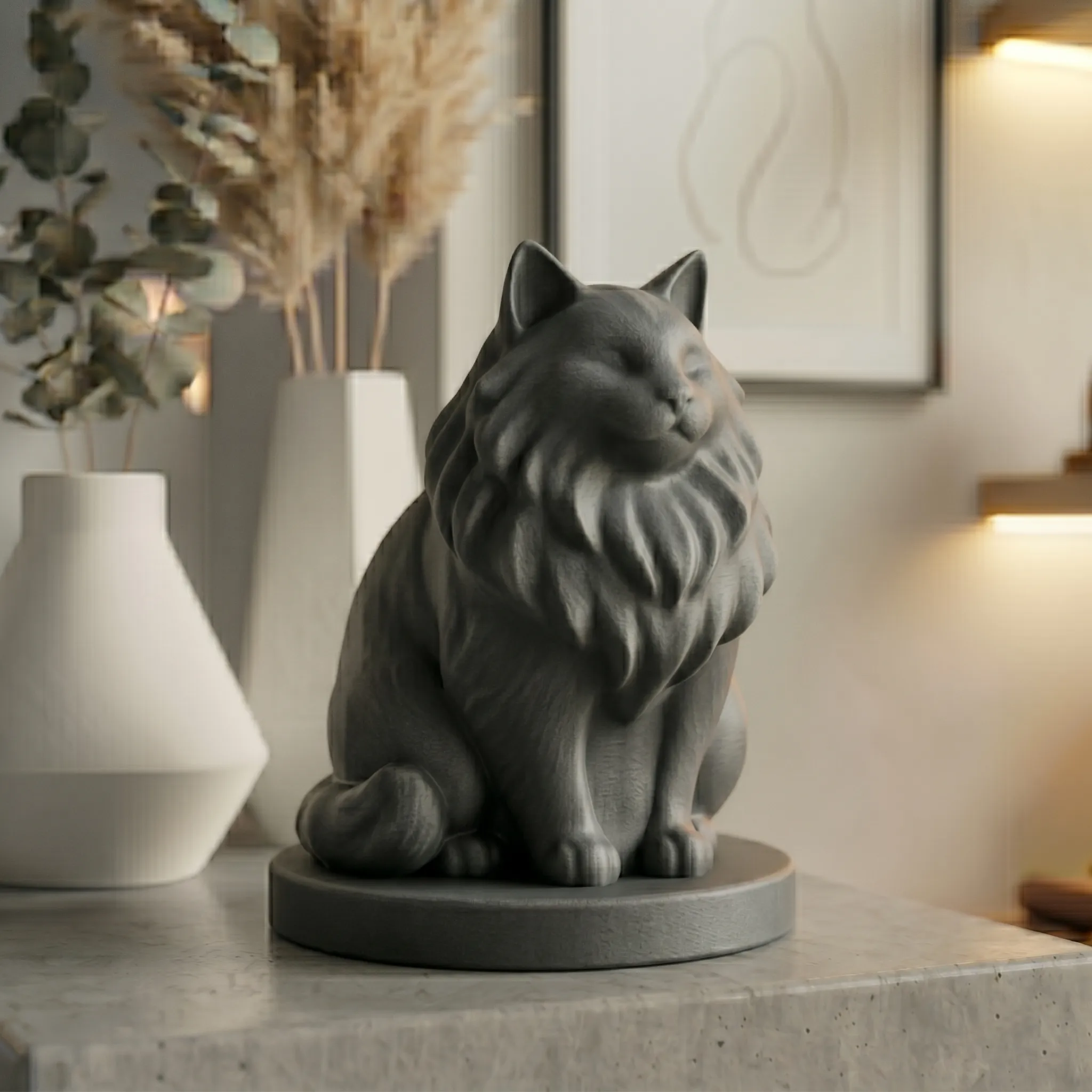Norwegian Forest Cat Urn — Extra-Fine 3D Printed Memorial for Ashes | Free Name Engraving - Image 7