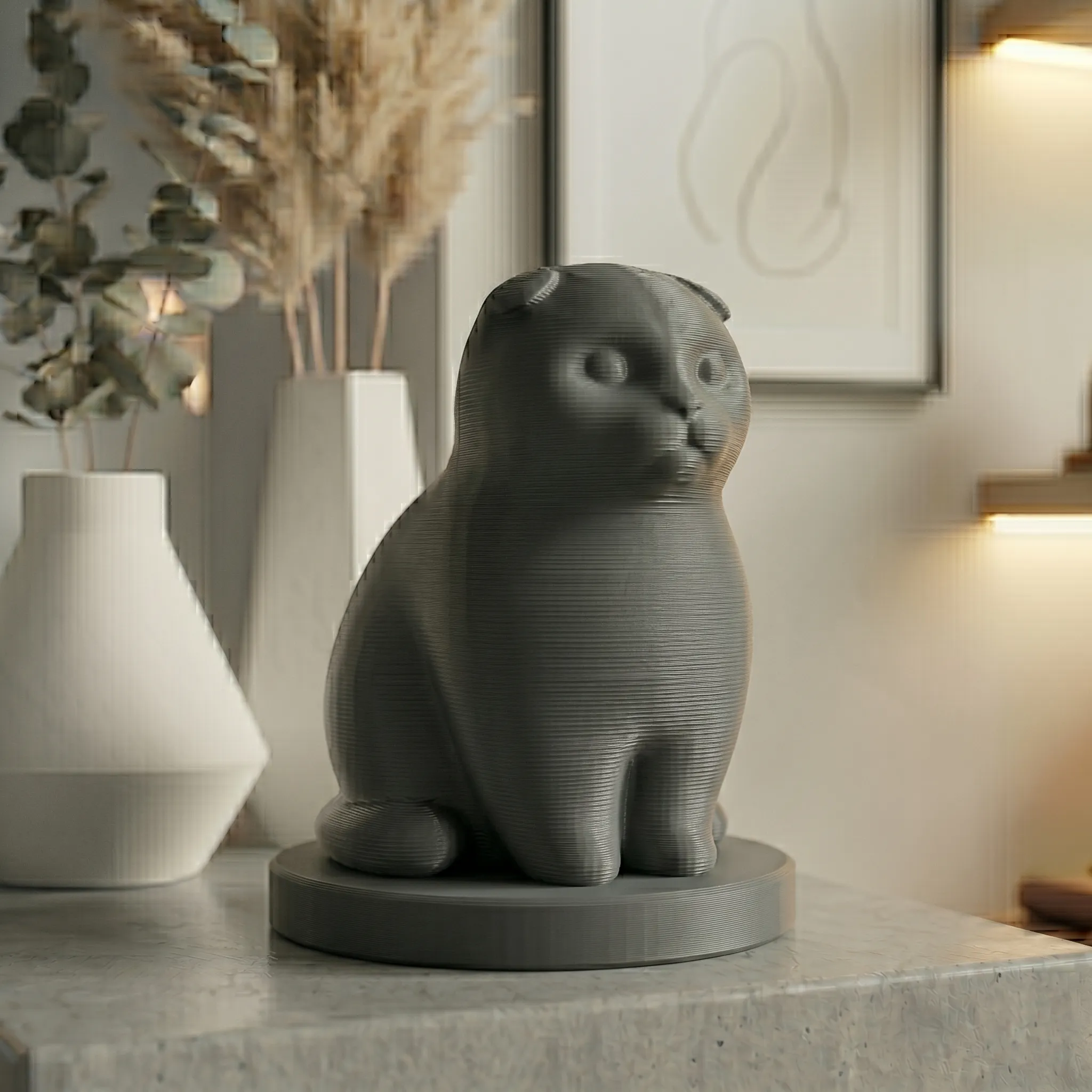 Scottish Fold Cat Urn — Extra-Fine 3D Printed Memorial for Ashes | Free Name Engraving - Image 8