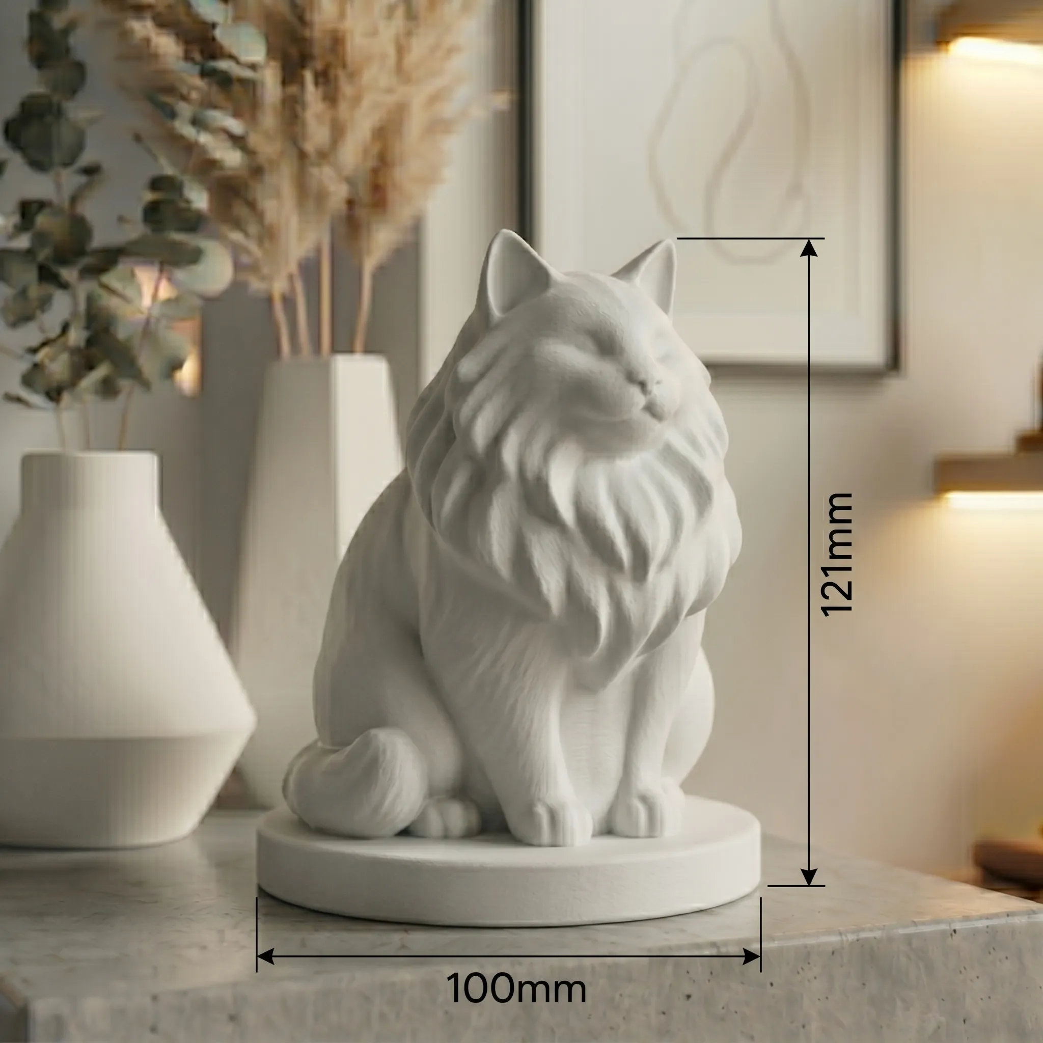 Norwegian Forest Cat Urn — Extra-Fine 3D Printed Memorial for Ashes | Free Name Engraving - Image 6