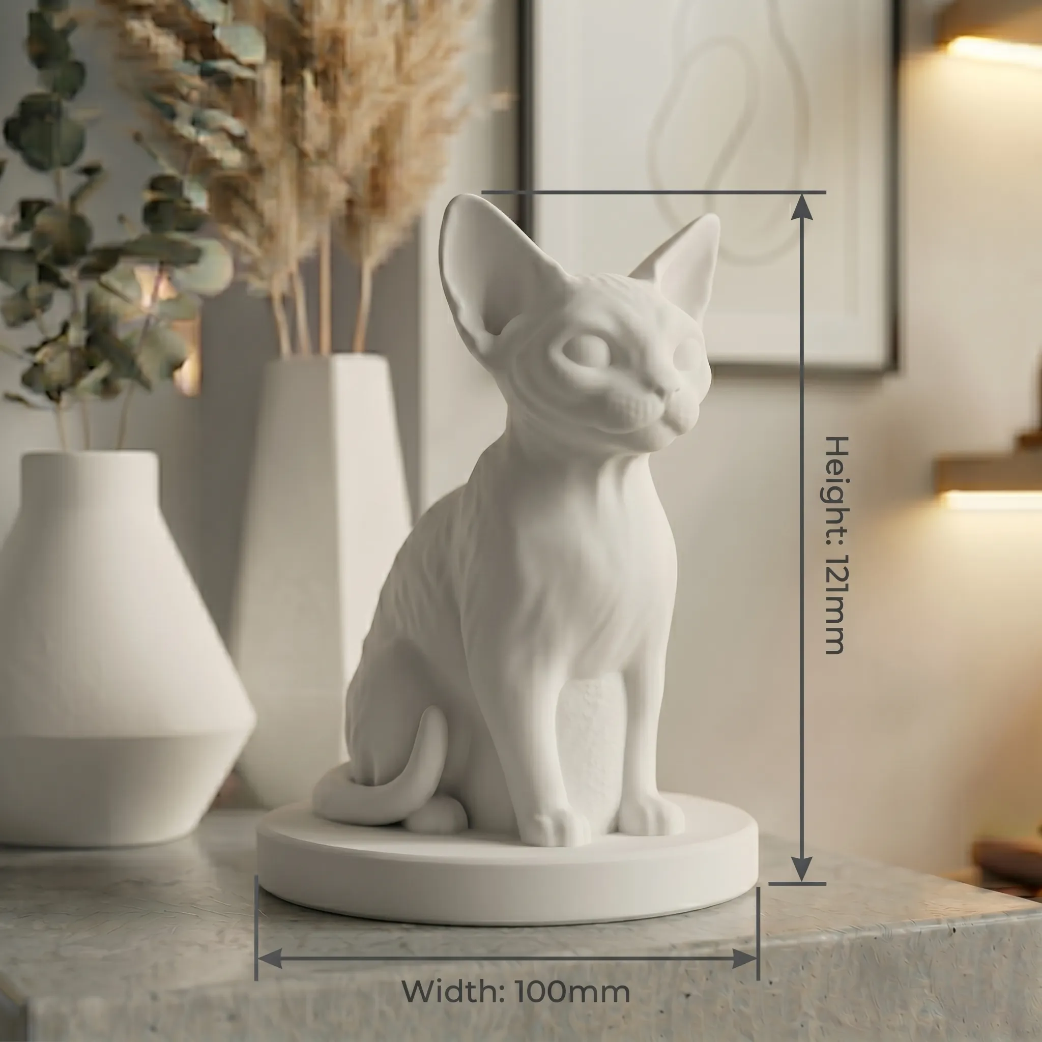 Devon Rex Cat Urn — Extra-Fine 3D Printed Memorial for Ashes | Free Name Engraving - Image 4