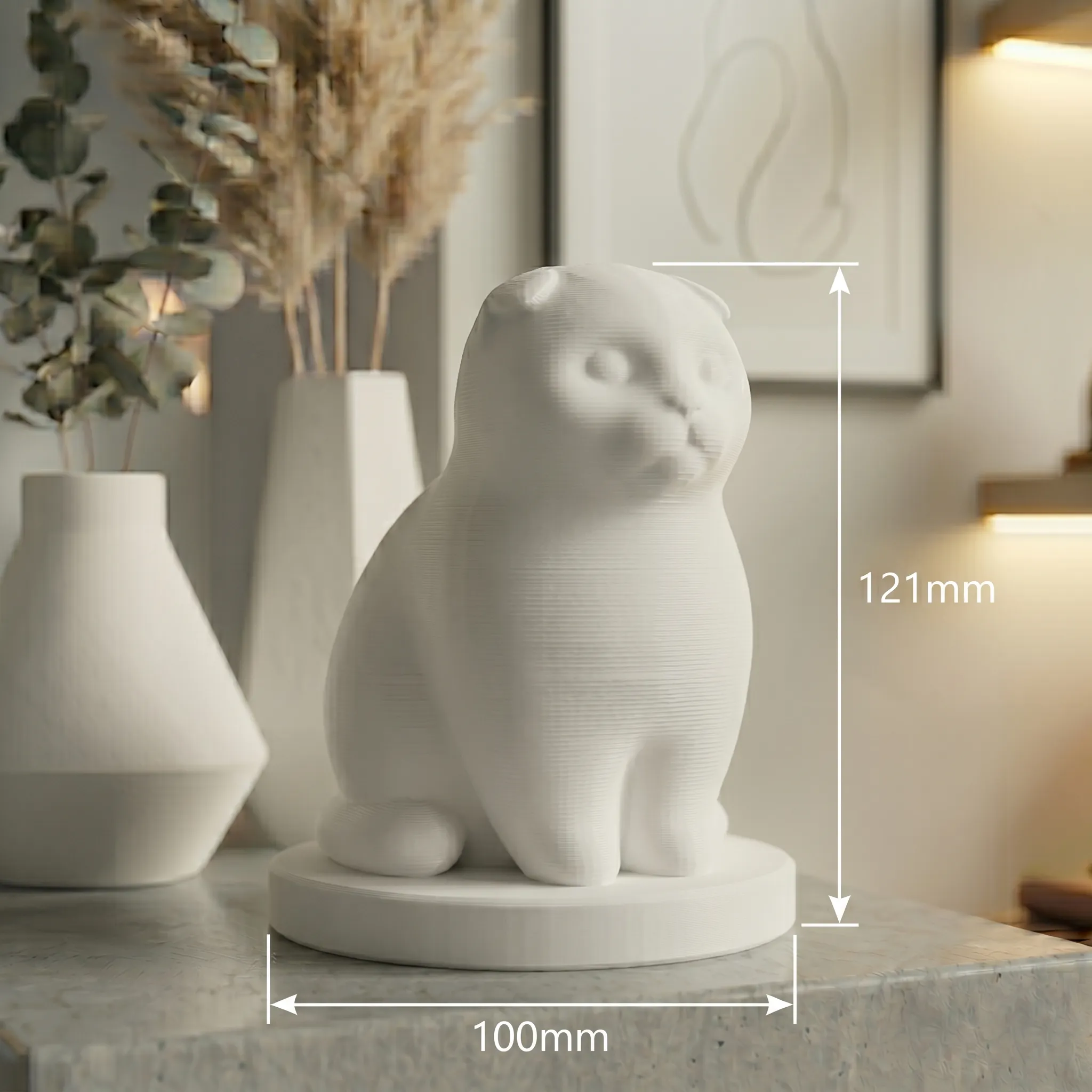 Scottish Fold Cat Urn — Extra-Fine 3D Printed Memorial for Ashes | Free Name Engraving - Image 7