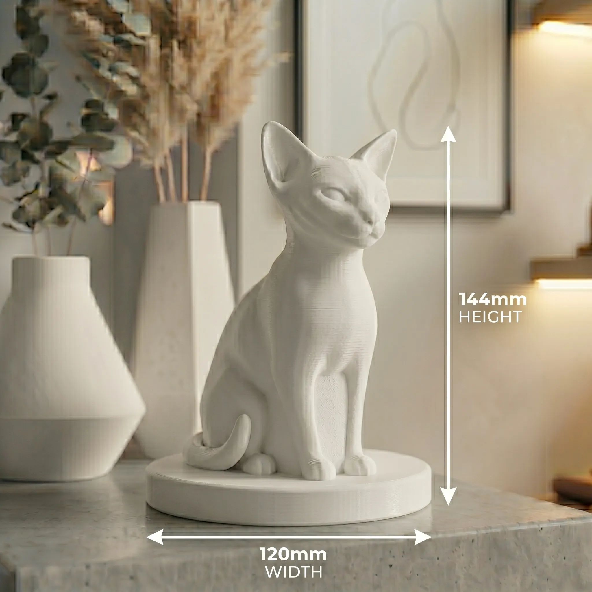 Siamese Cat Urn — Extra-Fine 3D Printed Memorial for Ashes | Free Name Engraving - Image 5