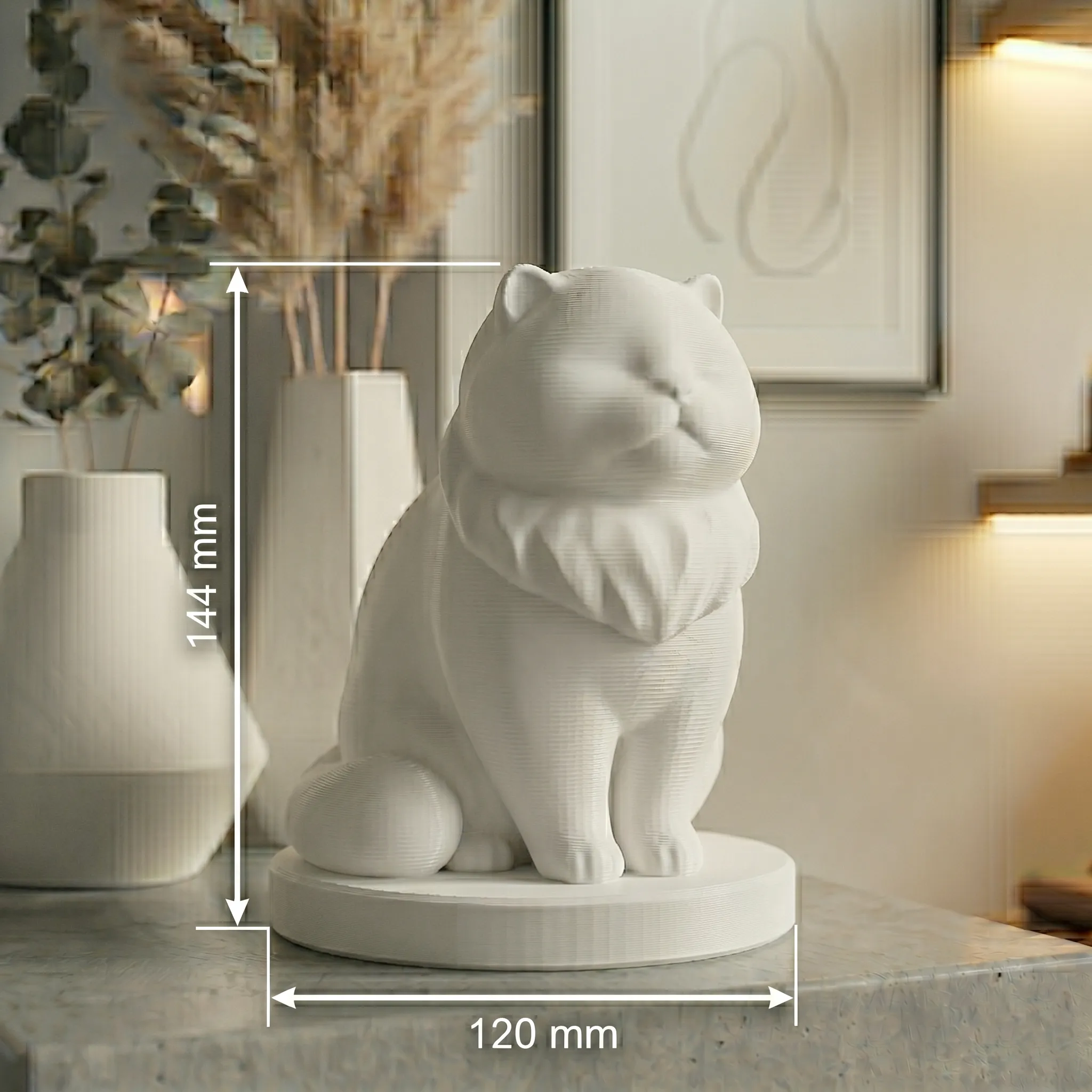 Persian Cat Urn — Extra-Fine 3D Printed Memorial for Ashes | Free Name Engraving - Image 4