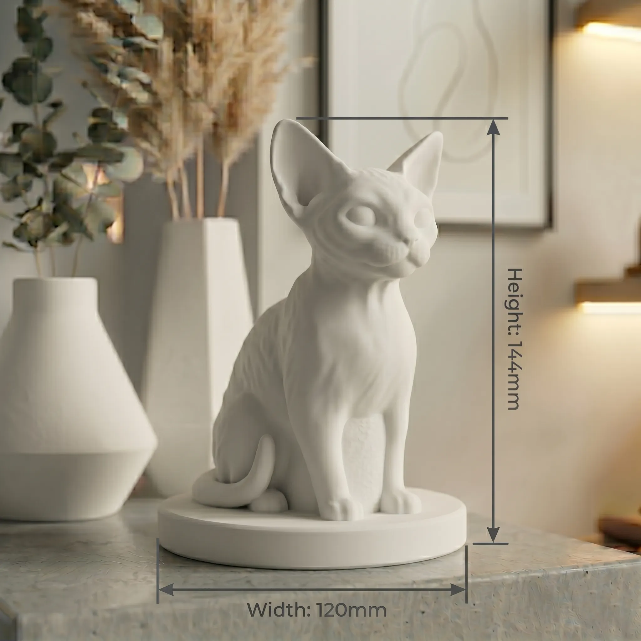 Devon Rex Cat Urn — Extra-Fine 3D Printed Memorial for Ashes | Free Name Engraving - Image 3