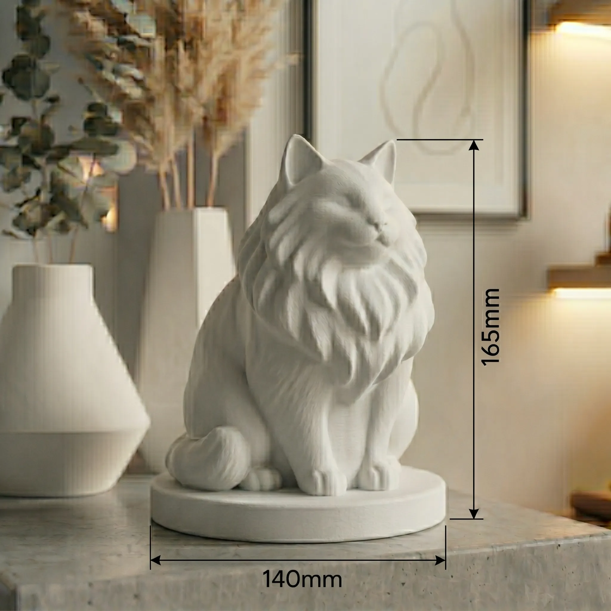 Norwegian Forest Cat Urn — Extra-Fine 3D Printed Memorial for Ashes | Free Name Engraving - Image 4