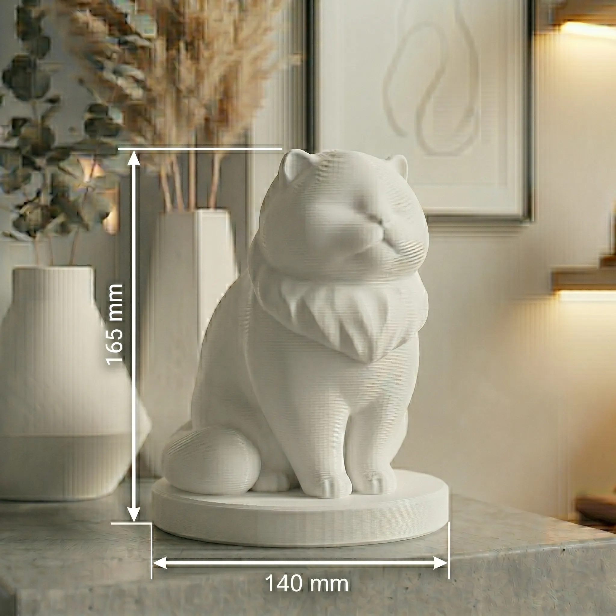 Persian Cat Urn — Extra-Fine 3D Printed Memorial for Ashes | Free Name Engraving - Image 3