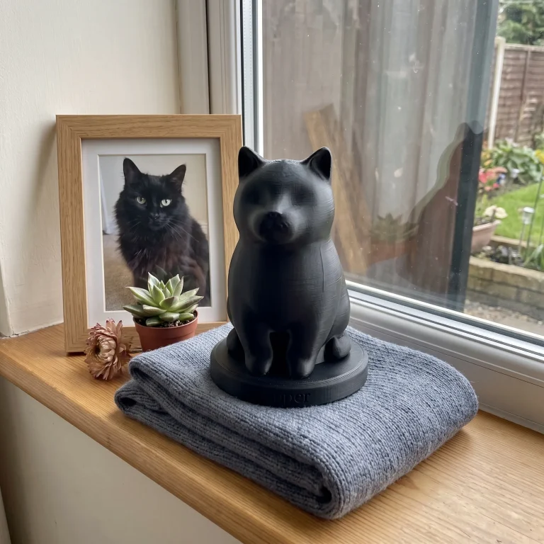 Domestic Shorthair Cat Urn — Extra-Fine 3D Printed Memorial for Ashes | Free Name Engraving photo review