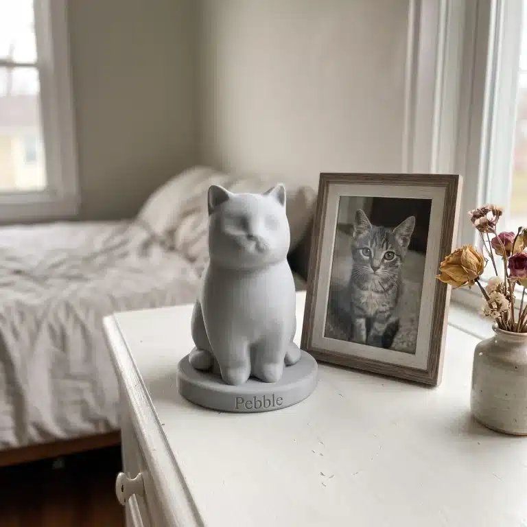 Domestic Shorthair Cat Urn — Extra-Fine 3D Printed Memorial for Ashes | Free Name Engraving photo review