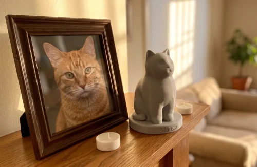 Domestic Shorthair Cat Urn — Extra-Fine 3D Printed Memorial for Ashes | Free Name Engraving photo review