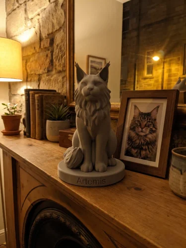 Maine Coon Cat Urn — Extra-Fine 3D Printed Memorial for Ashes | Free Name Engraving photo review