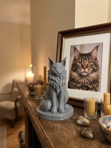 Maine Coon Cat Urn — Extra-Fine 3D Printed Memorial for Ashes | Free Name Engraving photo review