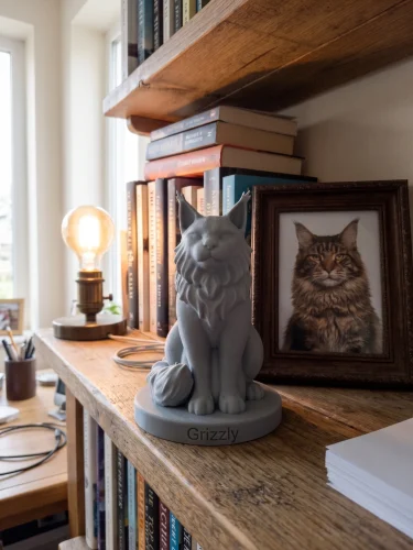 Maine Coon Cat Urn — Extra-Fine 3D Printed Memorial for Ashes | Free Name Engraving photo review