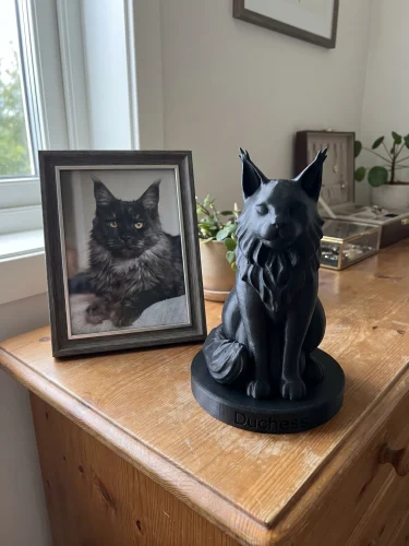 Maine Coon Cat Urn — Extra-Fine 3D Printed Memorial for Ashes | Free Name Engraving photo review