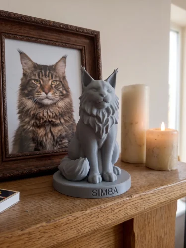 Maine Coon Cat Urn — Extra-Fine 3D Printed Memorial for Ashes | Free Name Engraving photo review